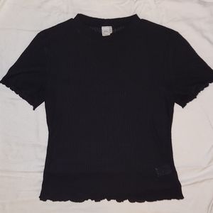 Paper Crane Short Sleeve Black Knit Top (Medium)